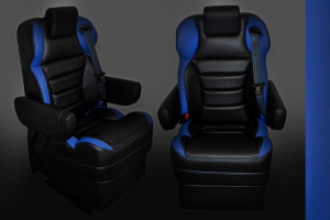 Custom Sprinter Captain Chair (Modena Model in Black and Blue)
