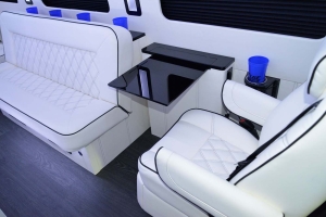 Premier Seating White Leather Diamond Inlay