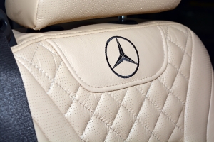 Custom Mercedes Metris Seating - Stitched Logo Detail