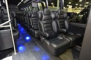 Custom Black Leather Bus Seats