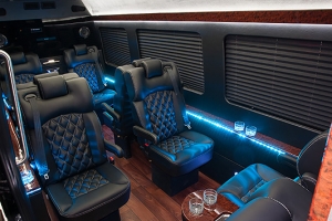 Custom Black Leather Chairs for Shuttles, Buses, RVs and Vans
